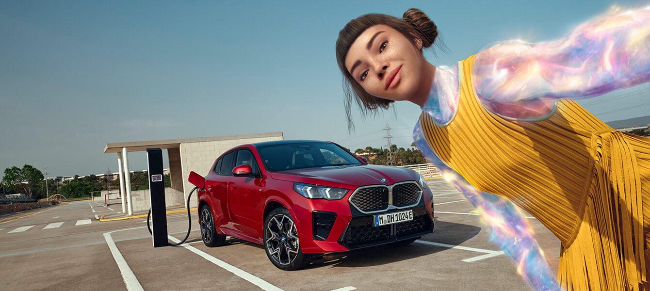 Der neue BMW iX2 in der Ansicht von schräg vorn